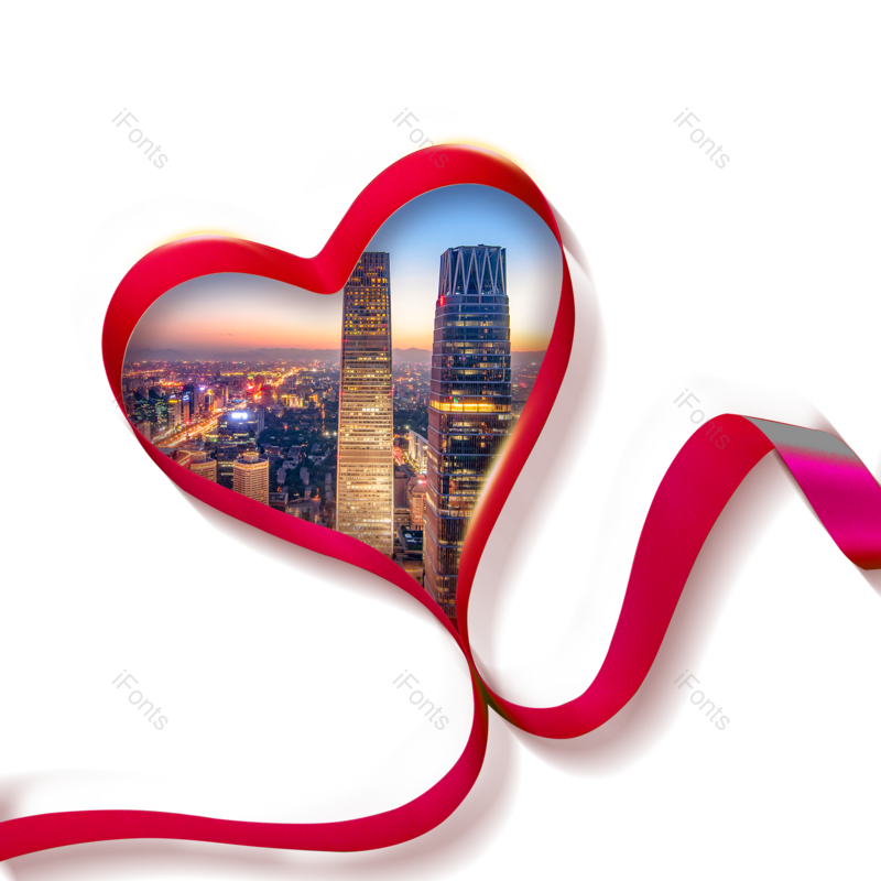 元素图片,丝带元素,建筑PNG,爱心免抠素材